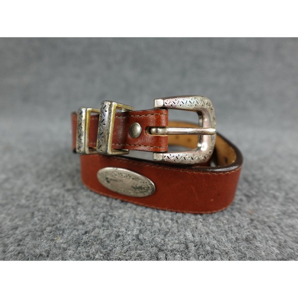 Brighton Leather Western Belt Silver Buckle Embellishments Size 28